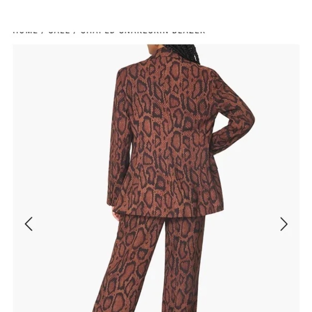NWT WeWoreWhat Brown Cognac Snake Python Oversized Boyfriend Blazer Sz 0 - Picture 3 of 4